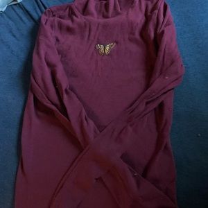 Knit long sleeve butterfly shirt